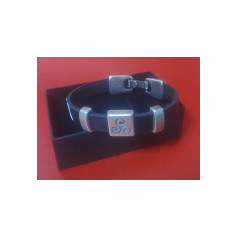 BRACCIALE STRIP IN PELLE E TRISKEL